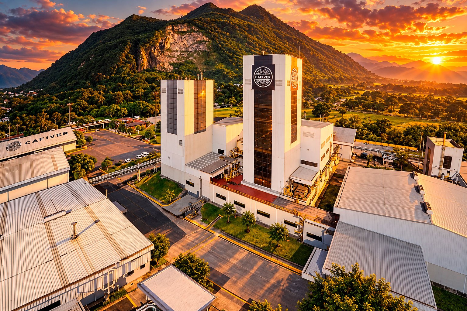 CAFIVER plant at sunset in the mountains of Ixtaczoquitlán, Veracruz