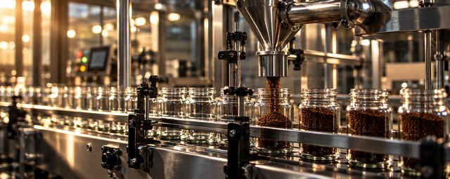 Línea de envasado industrial de café